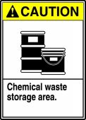 ANSI Caution Safety Sign: Chemical Waste Storage Area