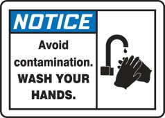 ANSI Notice Safety Label: Avoid Contamination - Wash Your Hands