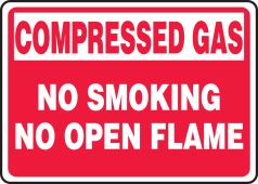 Compressed Gas Safety Sign: No Smoking No Open Flame