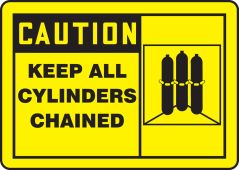 OSHA Caution Safety Sign: Keep All Cylinders Chained (Graphic)