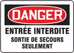 BILINGUAL FRENCH SIGN – FIRE EXIT