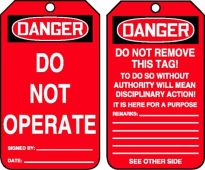 OSHA Danger Safety Tag: Do Not Operate