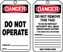 OSHA Danger Safety Tag: Do Not Operate