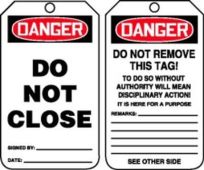 OSHA Danger Safety Tag: Do Not Close
