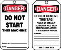 OSHA Danger Safety Tag: Do Not Start This Machine