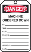 OSHA Danger Safety Label: Machine Ordered Down