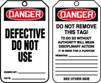 OSHA Danger Safety Tag: Defective - Do Not Use