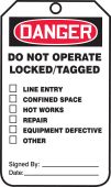 OSHA Danger Safety Tag: Do Not Operate - Locked/Tagged