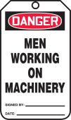 OSHA Danger Safety Tag: Men Working On Machinery