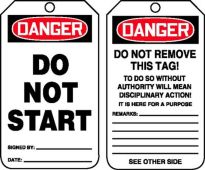 OSHA Danger Safety Tag: Do Not Start