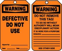 OSHA Warning Safety Tag: Defective - Do Not Use
