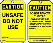 OSHA Caution Safety Tag: Unsafe - Do Not Use