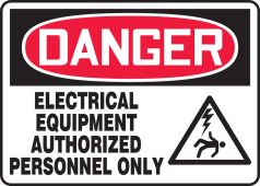 OSHA Danger Safety Sign: Electrical Equipment - Authorized Personnel Only Graphic