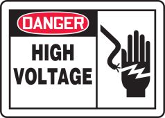 OSHA Danger Safety Sign: High Voltage With Graphic