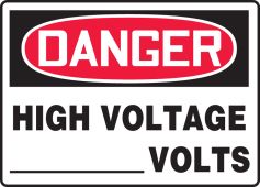Custom OSHA Danger Safety Label: High Voltage Custom Volts