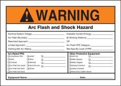 ANSI Warning Safety Sign: Arc Flash And Shock - Hazard Appropiate PPE Required