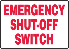 AccuformEmergency Shut Off Safety Sign Dura-Fiberglass 10 x 14 Inches MELC518XF 