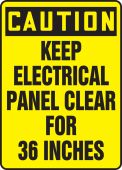 OSHA Caution Safety Sign: Keep Electrical Panel Clear For 36 Inches