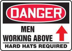 OSHA Danger Safety Sign: Men Working Above - Hard Hats Required