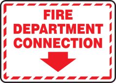 FDC Reflective Sign: Fire Department Connection (Border And Arrow)
