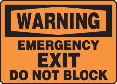 OSHA Warning Safety Sign: Emergency Exit - Do Not Block