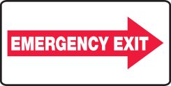 Safety Sign: Emergency Exit (White Text In Right Red Arrow)