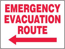 Safety Sign: Emergency Evacuation Route (Left Arrow)