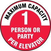 Carpet Decal: Maximum Capacity 1 Person or Party Per Elevator