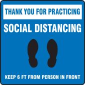 Carpet Decal: Thank You For Practicing Social Distancing Keep 6 FT From Person In Front