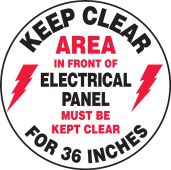 Carpet Decals: Keep Clear Area In Front of Electrical Panel Must Be Kept Clear For 36 Inches