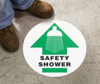 Slip-Gard™ Floor Sign: Safety Shower (Graphic And Arrow)