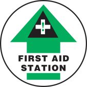 Slip-Gard™ Floor Sign: First Aid Station (Arrow)