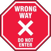 Slip-Gard™ Floor Sign: Wrong Way Do Not Enter (in octagon shape)