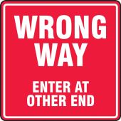 Slip-Gard™ Floor Sign: Wrong Way Enter Other End