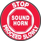 Slip-Gard™ Floor Sign: Stop - Sound Horn - Proceed Slowly