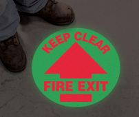 Glow-In-The-Dark Slip-Gard™ Floor Signs: Keep Clear - Fire Exit