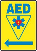Safety Sign: AED (Automated External Defibrillator - Left Arrow)