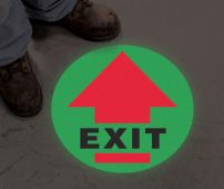 Glow-In-The-Dark Slip-Gard™ Floor Signs: Exit (Arrow)