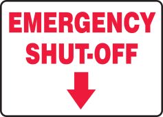 Fire Safety Sign: Emergency Shut-Off (down arrow)