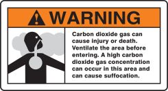 ANSI ISO Warning Safety Sign: Carbon Dioxide Gas Can Cause Injury Or Death