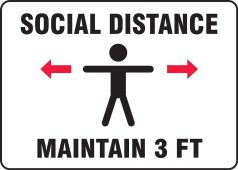 Safety Sign: Social Distance Maintain 3 FT