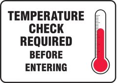 Safety Sign: Temperature Check Required Before Entering