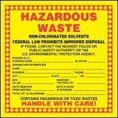 Semi-Custom Hazardous Waste Label: Hazardous Waste Non-Chlorinated Solvents ...