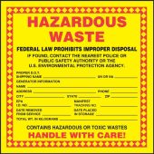 Hazardous Waste Label: Hazardous Waste - Handle With Care