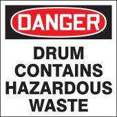 OSHA Danger Drum & Container Labels: Drum Contains Hazardous Waste
