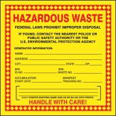 Pre-Printed Hazardous Waste Label