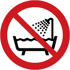 ISO Prohibition Safety Sign: Do Not Use In Bathtub Or Shower (2011)