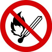 ISO Prohibition Safety Sign: No Fire Or Open Flame (2011)