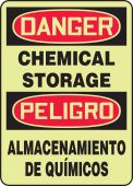 OSHA Danger Bilingual Safety Sign: Chemical Storage / Almacenamiento De Químicos