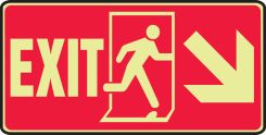 Glow-In-The-Dark Safety Sign: Exit (With Graphic And Down Right Arrow)